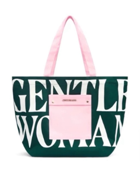 Gentle Women Handbags - Gentlewoman Pink & Green Statement Tote Bag